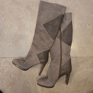 Gray Suede + Leather Knee High Boots SZ 7.5 US